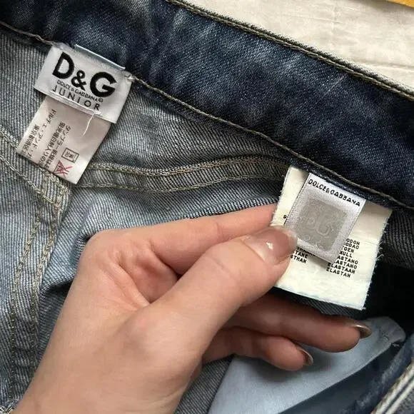 90s D&G designer medium wash jeans flap back pockets casual boot cut fit Size xs - Picture 3 of 8
